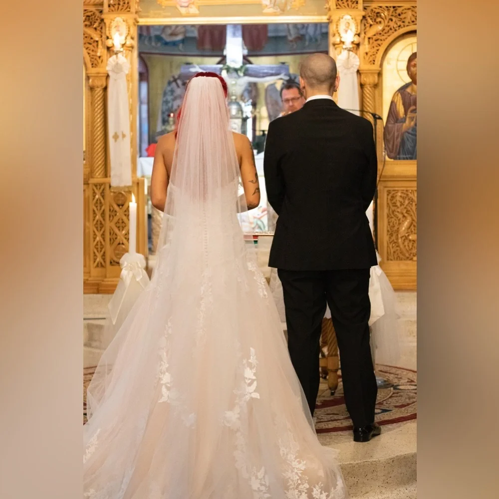 Blush pink wedding dress made in Italy - Picture 7 of 9
